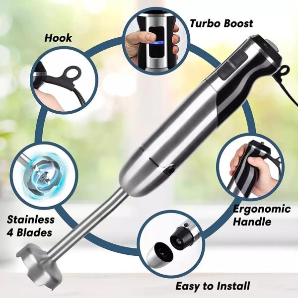 400W 600W 800W Stick Hand Blender With Dual Whisk / Milk Frother