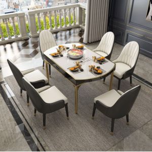 88 CM 6 Seater Fabric Dining Chairs Lined