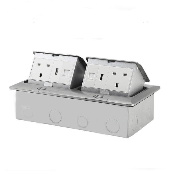 Customized Aluminum Alloy 2 Way Power Outlet Floor Socket with USB Phone