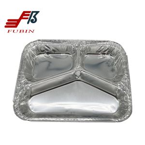 Safety 3 Compartment Aluminum Foil Lunch Box 270mmx300mm