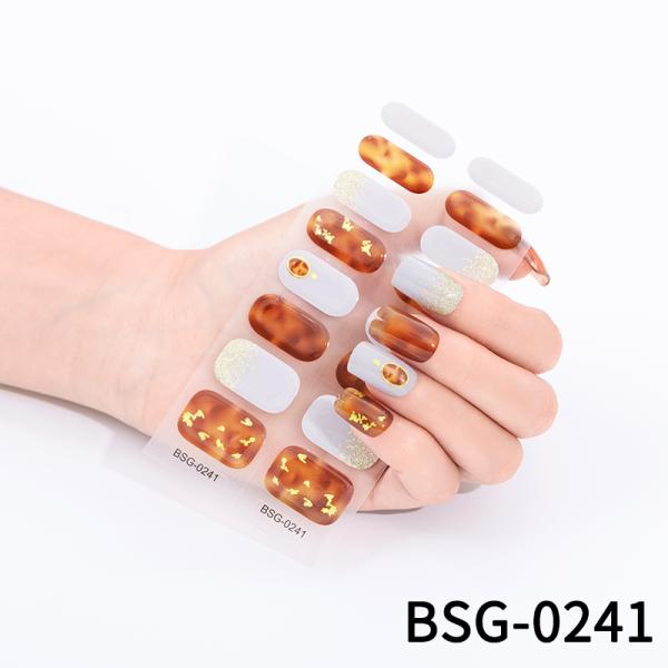High gloss Irregular bronzing lines Marble leopard print semi curing gel nail sticker used with UV lamp