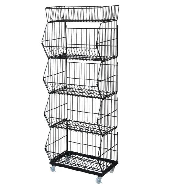 China Multi-layer Metal Supermarket Wire Stackable Rack Storage Shelves Wire Mesh Display Basket Stand on sale China Multi-layer Metal Supermarket Wire Stackable Rack Storage Shelves Wire Mesh Display Basket Stand on sale