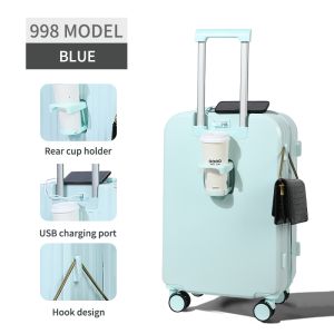 Blue color PC suitcase Flat trolley suitcase Best-selling Matte Finish Luggage,