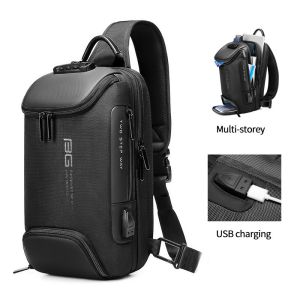 Lightweight Large Black Mens Sling Bag Guard Against Theft Durable