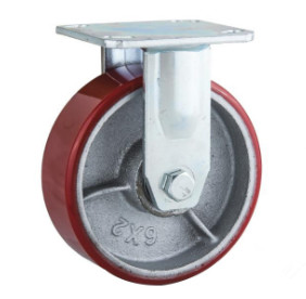 Buy heavy duty cast iron wheel red PU caster 8 inch at wholesale prices