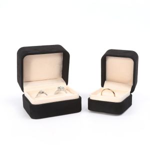 Square black Velvet Jewelry ring Box customizable Jewellery Box packaging