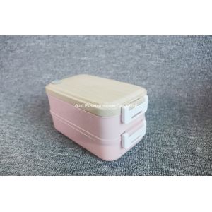 Leakproof Stainless Steel Bento Box Double Layer With Wooden Lid