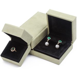 OEM Grey Yellow Soft Velvet Jewelry Box Set For Ear Stud Ring Pendant Packaging