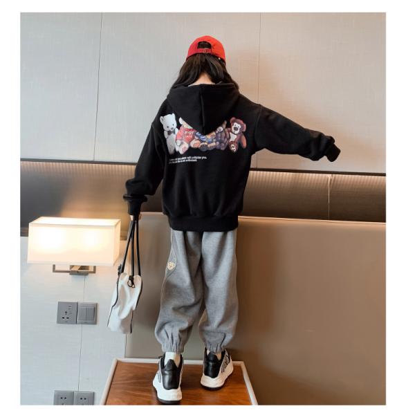 Children's suit thickened sports hoodie children's clothes autumn and winter trend cartoon girl warm two-piece set