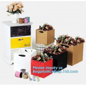 flower carrier bag for gift, paper bag for carry flower,Waterproof white Kraft