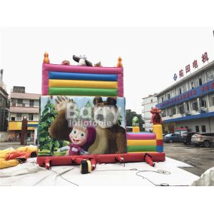 Cartoon Inflatable Bounce House And Slide Combo With Blower For School And