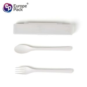 Plastic knife and fork set in box