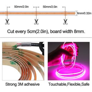 12v24v Wifi Control Mode 8mm 320leds Purple High Brightness COB Led Strip Light