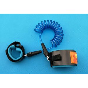 Quality Transparent Blue PU and Stainless Steel Wire Inside Heavy Duty Children Elastic Safety Rope w/Vecro&amp;SBR Rubbery Strap for sale