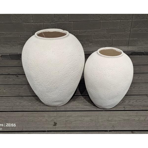 Drainage Holes In Round Fiber Cement Pot For Plant Lovers
