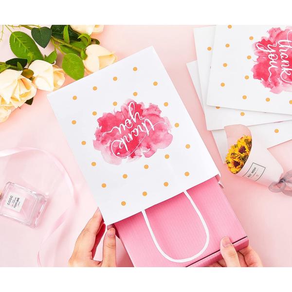 Customized Logo Kraft Paper Bags with Hand Length Handle and Thank You Gift Carrier