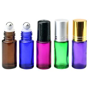 Quality 4ml Glass Roller Bottle With Metal Ball OEM Screw Cap Refillable Roll On Perfume Bottles for sale