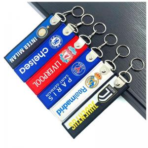 China Polyester Fabric Embroidery Woven Flight Tag Keychain Heat Sublimation Jet Tag on sale