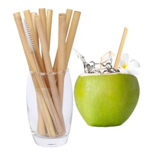 Biodegradable Minor Caliber Disposable Bamboo Straws 20cm Custom
