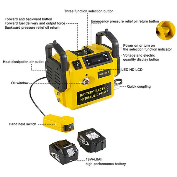 ﻿HHB-700LD Transmission Line Tool Cordless Hydraulic Pump Working Pressure 700bar
