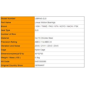 Linear Motion Bearings LBBR10-2LS LBBR16-2LS LBBR30-2LS LBBR40-2LS
