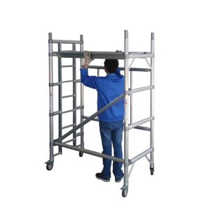 Silver Aluminium Scaffold Tower Customized Mobile Foldable Scaffolding Tower