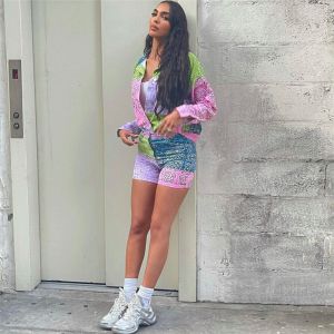 Single Breasted Long Sleeved Ladies Two Piece Short Sets