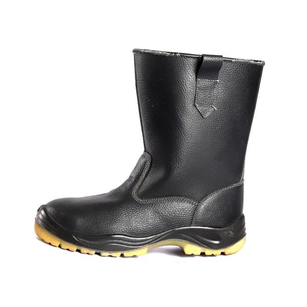 Steel Toe Lace Up Cut Black Split Cow Leather Anti Slip Protection Brand Safety Shoes