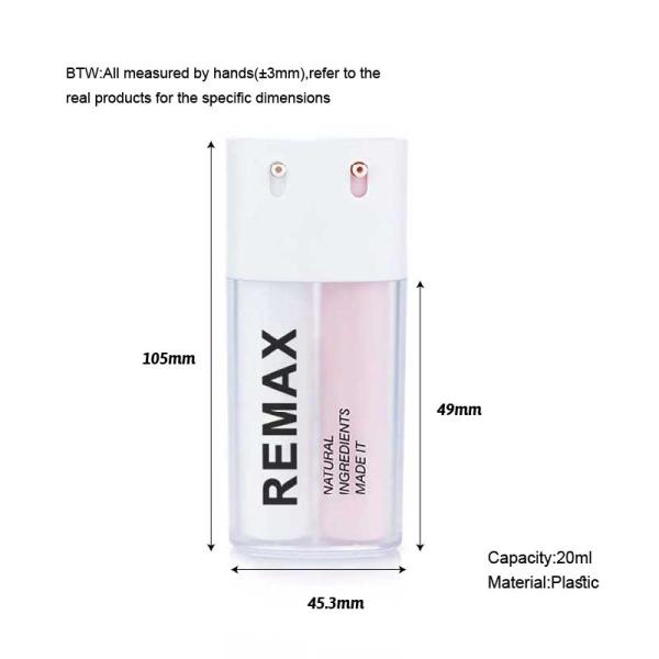 20ml X 2 Airless Pump Bottles White Pink Dual Chamber Plastic Airless Cosmetic Containers