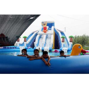 Boonie Bear Commercial Inflatable Water Park , Blow Up Water Playground