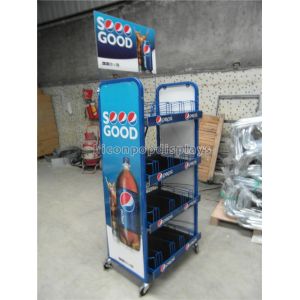 Supermarket Gondola Shelving Powder Coating Cola Merchandising Display Stand