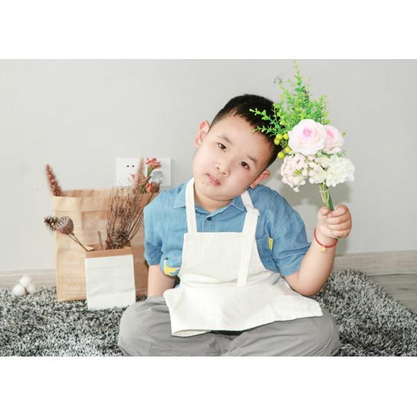 Buy White Color Kids Canvas Apron Silk Screen Printing Breathable Eco Friendly at wholesale prices