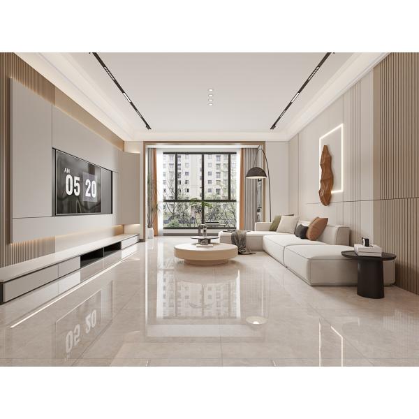 Stylish Marble 800x800mm Light Brown Polished Glazed Porcelain Tiles For Balcony Scratch-resistance