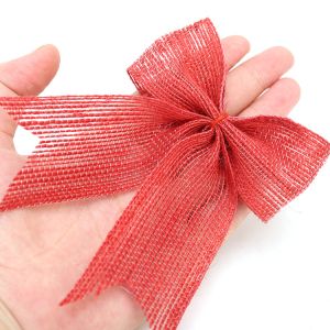 Factory Direct Sale 3.8Cm Fish Silk Hemp Bow Christmas Decoration Bow Minimalist