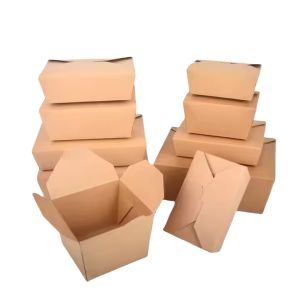 Wholesale customized takeaway food packaging boxes made of biodegradable kraft
