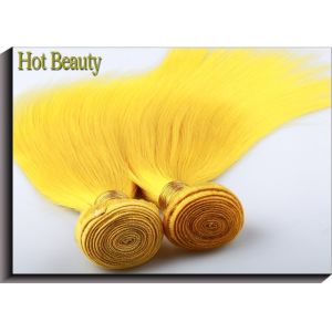 Yellow Single Drawn Virgin Human Hair Extensions No Tangle And No Shedding