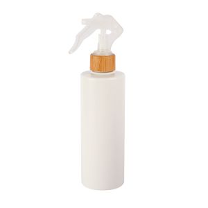 White Flat Shoulders PET Natural Bamboo Trigger Spray Bottle For Perfume Toner