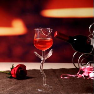 Special Rose Shape Juice Beverage Cocktail Glass Bottle Transparent 180ml For