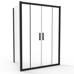 Stainless Steel, Matte Black Color, Double Sliding Door With Side Panel
