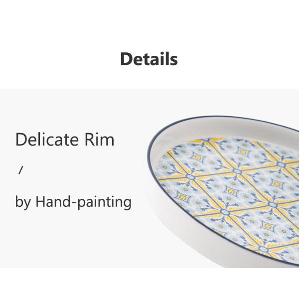 Under Glazed Technique 72 Pcs Bohemian Ceramic Dinnerware Set With Red And Blue Decal