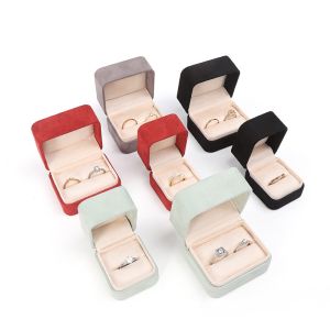 Square black Velvet Jewelry ring Box customizable Jewellery Box packaging