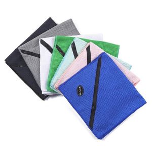 Microfiber Custom Waffle Golf Towels With Zip Pocket Customized Logo