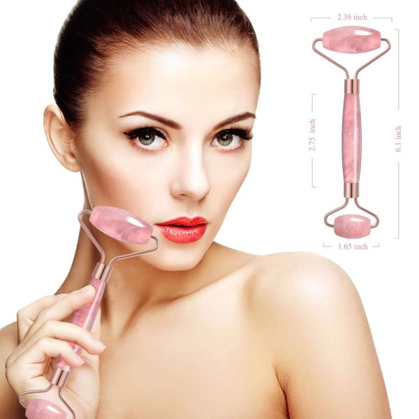 Crystal Stone Rose Quartz Jade Roller For Facial Treatment / Eliminate Edema