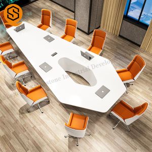 Quality Solid Surface White Conference Room Table With Inconspicuous Joins for sale