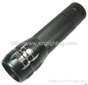 Adjustable Aluminium 3W LED flashlight with 2200mAh rechargeable battety