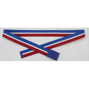 Plate Clip Buckle Black / White Web Belt With Woven Stripe Decoration