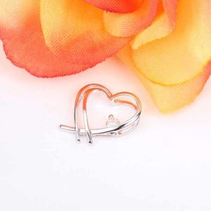 Women White Gold with Diamonds Love Heart Pendant Necklace (GDN015)