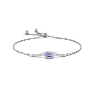 Adjustable ANGARA Natural Tanzanite Bracelet for Women Girls 14K White Gold