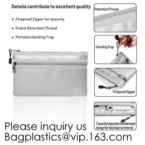 Silicone Coated Fire Resistant Envelope bag Fireproof Money Document Bag