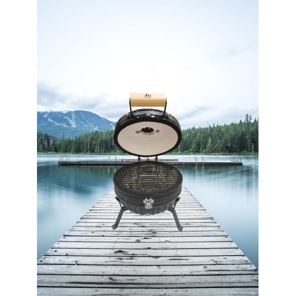 KIMSTONE New Arrival Portable Smokeless 12 Inch Tabletop Mini Ceramic Kamado for Camping